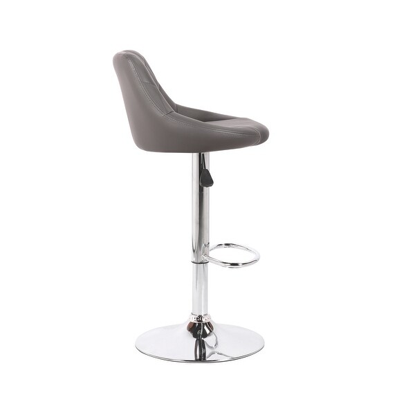 Porthos Home Rea Swivel Adjustable Height Bar Stool， PU Leather， Chrome Base