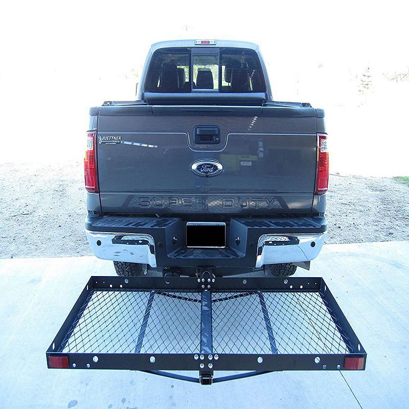 Tow Tuff 62 Inch Steel Cargo Carrier and Bike Rack， Fits All 2 Inch Receivers