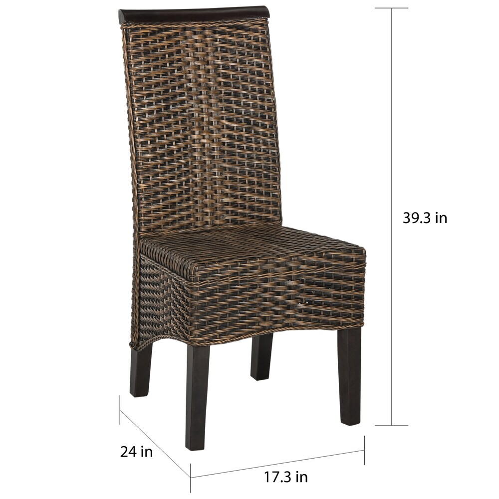 SAFAVIEH Ilya Brown Multi Wicker Dining Chair (Set of 2)   17.3\