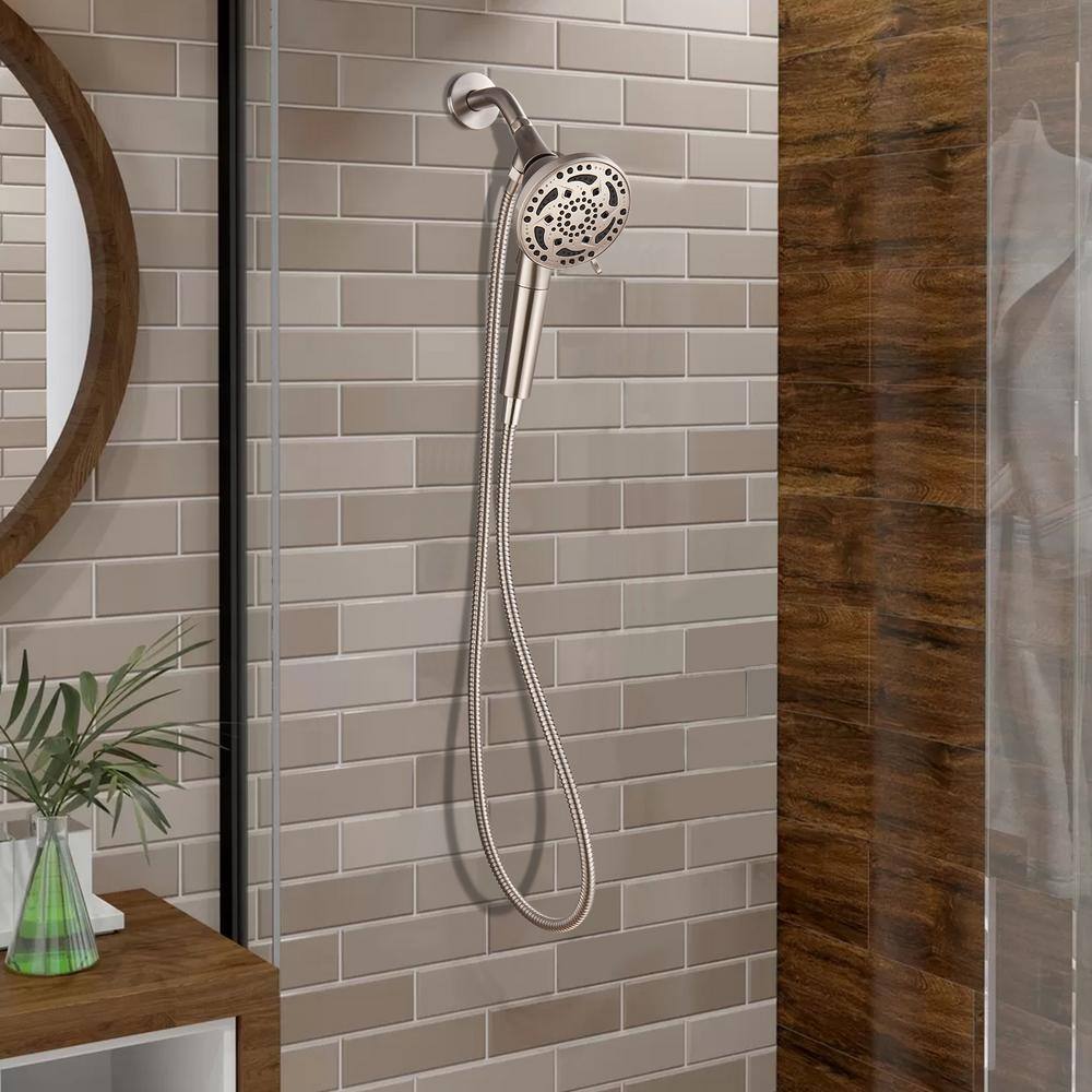 Zalerock 7-Spray Pattern 4.92 in. Wall Mount Handheld Shower Heads 1.8 GPM with Filter Removable Shower Hose in Brushed Nickel KSCF032