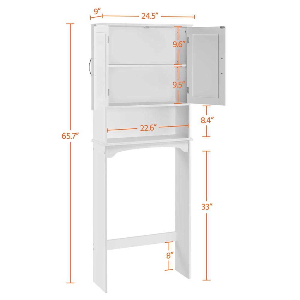 SmileMart 9 Width Wooden Over The Toilet Bathroom Storage Cabinets with Door， White