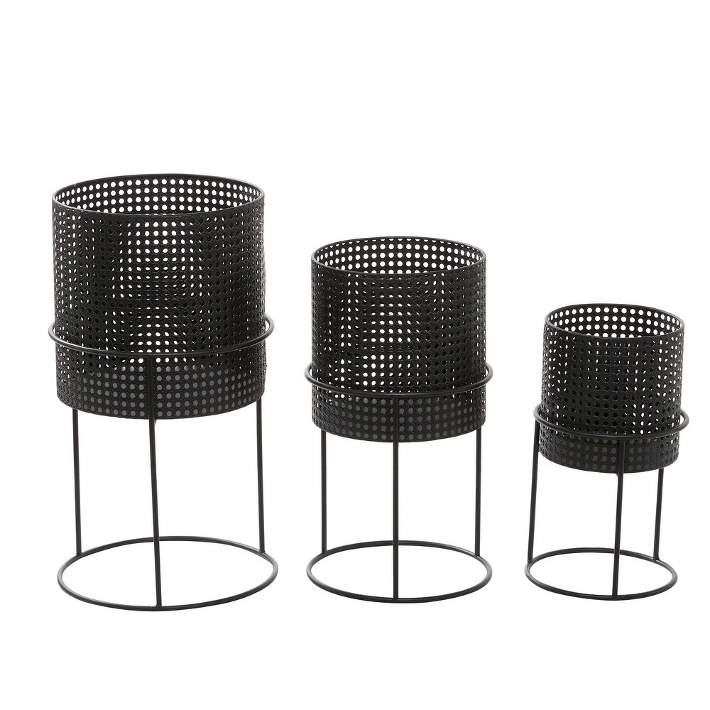 White Black or Gold Basket Style Glam Modern Planter Stands (Set of 3)   S/3 23\