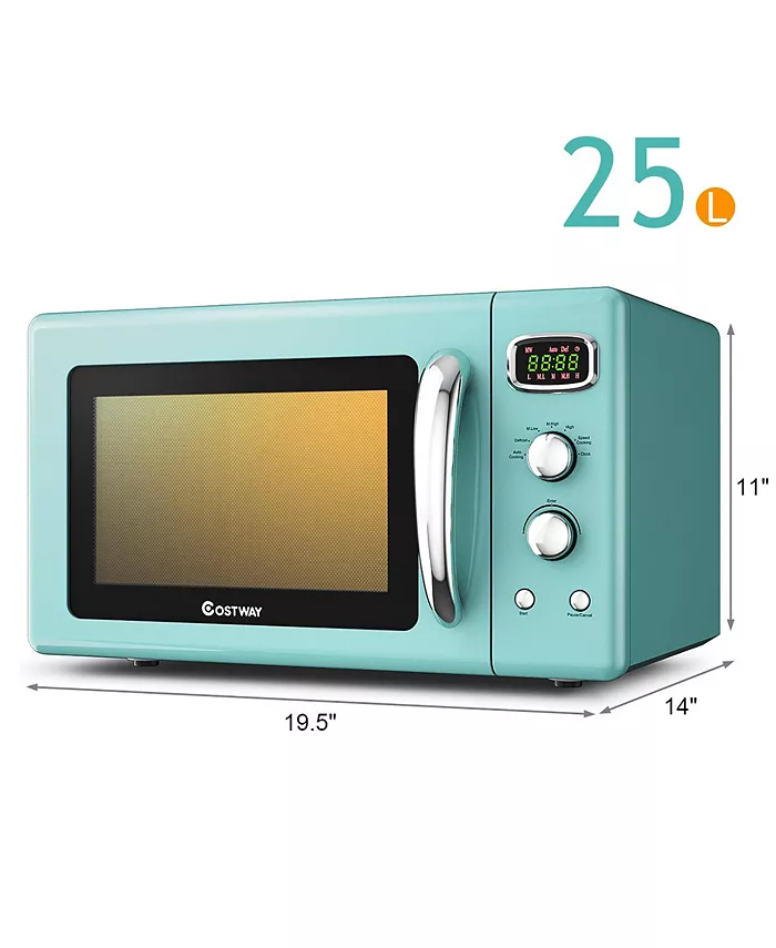 Costway 0.9Cu.ft. Retro Countertop Compact Microwave Oven 900W