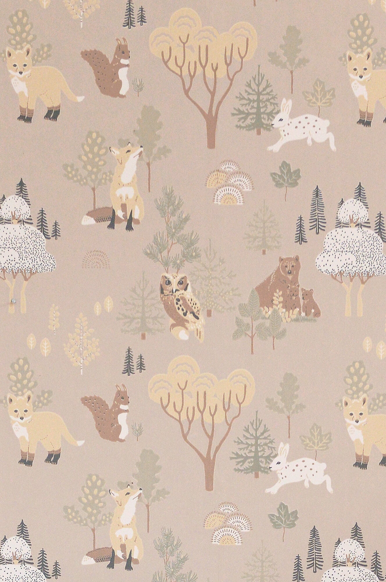 Sample Deep Forest Soft Beige Wallpaper