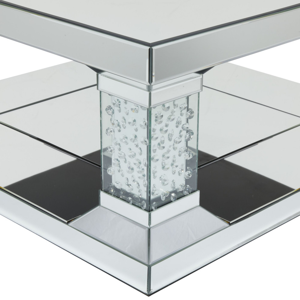 Contemporary Coffee Table  Mirrored Design With Dazzling Crystal Details  Silver   Contemporary   Coffee Tables   by Declusia  Houzz