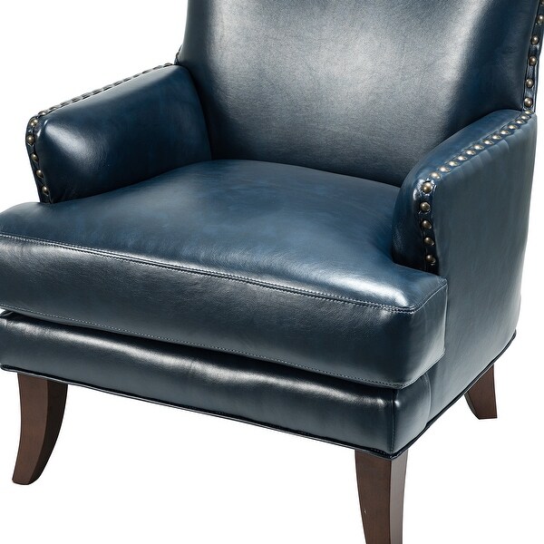 Anatole Modern Leather Wingback Arm Chair with Nailhead Trim by HULALA HOME