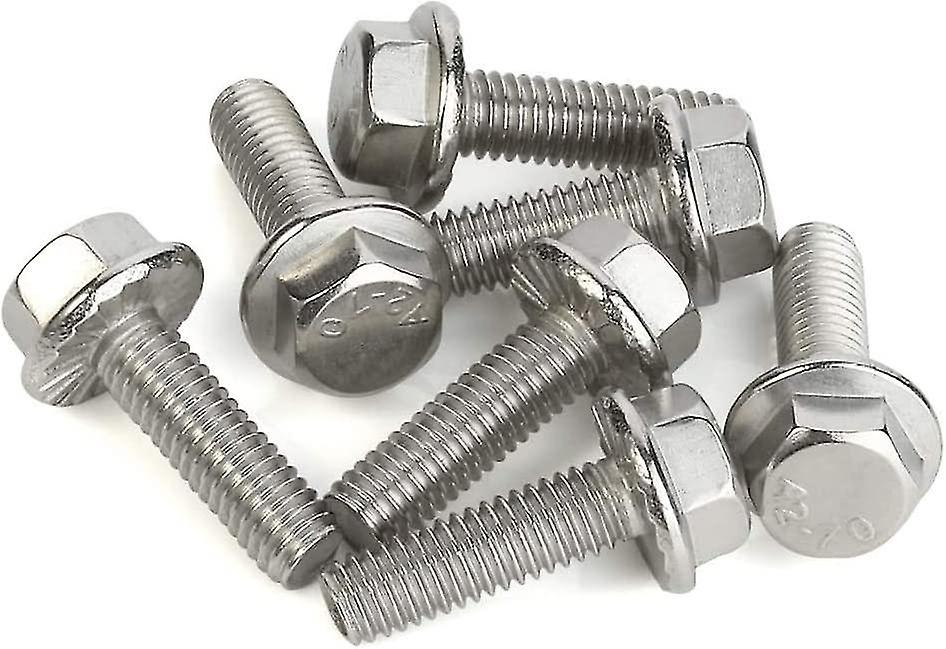 M8 X 12mm Flanged Hex Head Bolts Flange Hexagon Screws， Stainless Steel A2， Din 6921， 10 Pcs