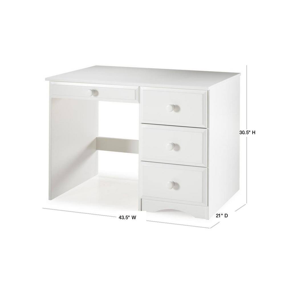 Camaflexi 44 in. Rectangular White 4 Drawer Writing Desk with Solid Wood Material 41123