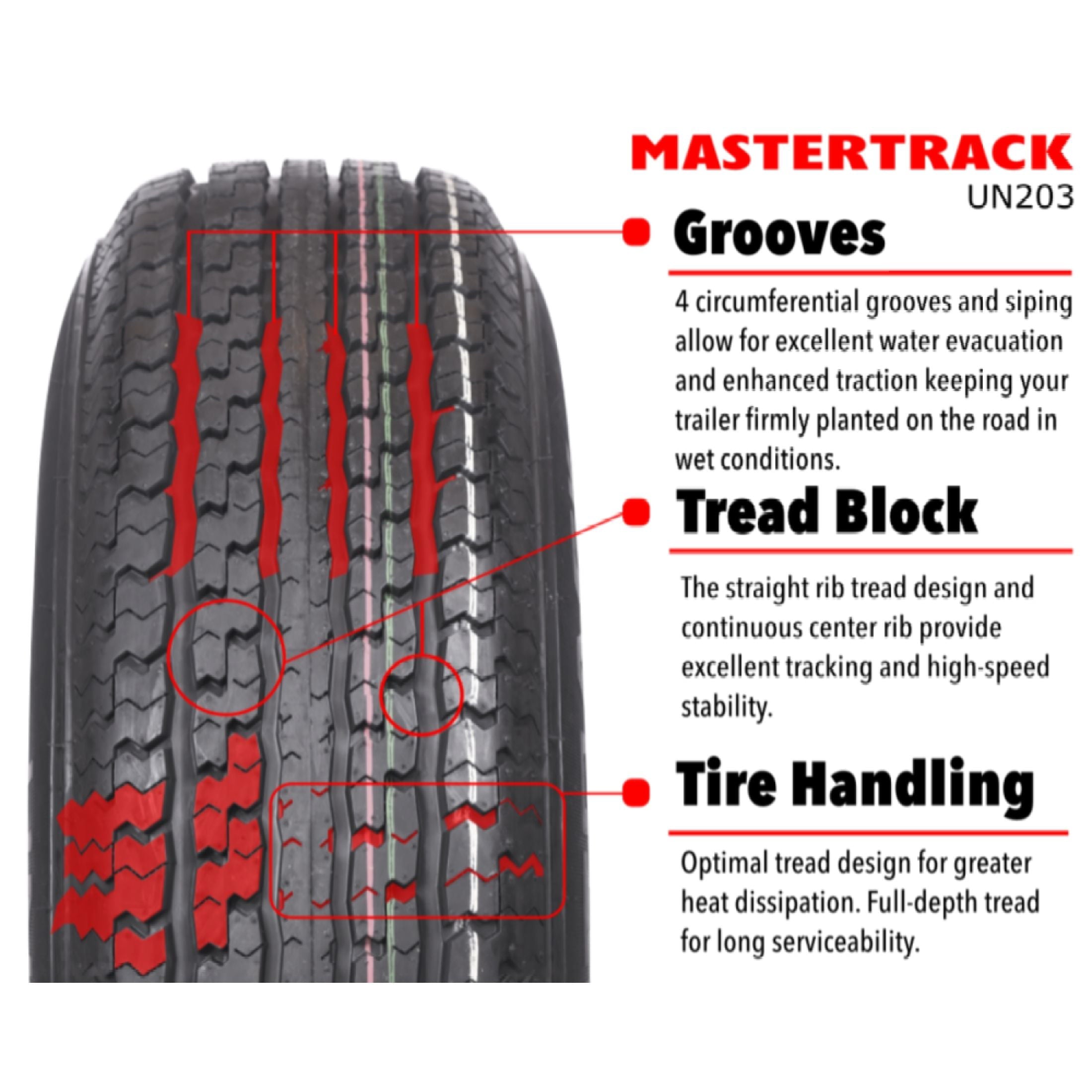 Mastertrack UN203 ST215/75R14 6 Ply 102M Load Range C Radial Trailer Tire - ST 215/75/14 215/75R14 (Tire Only)