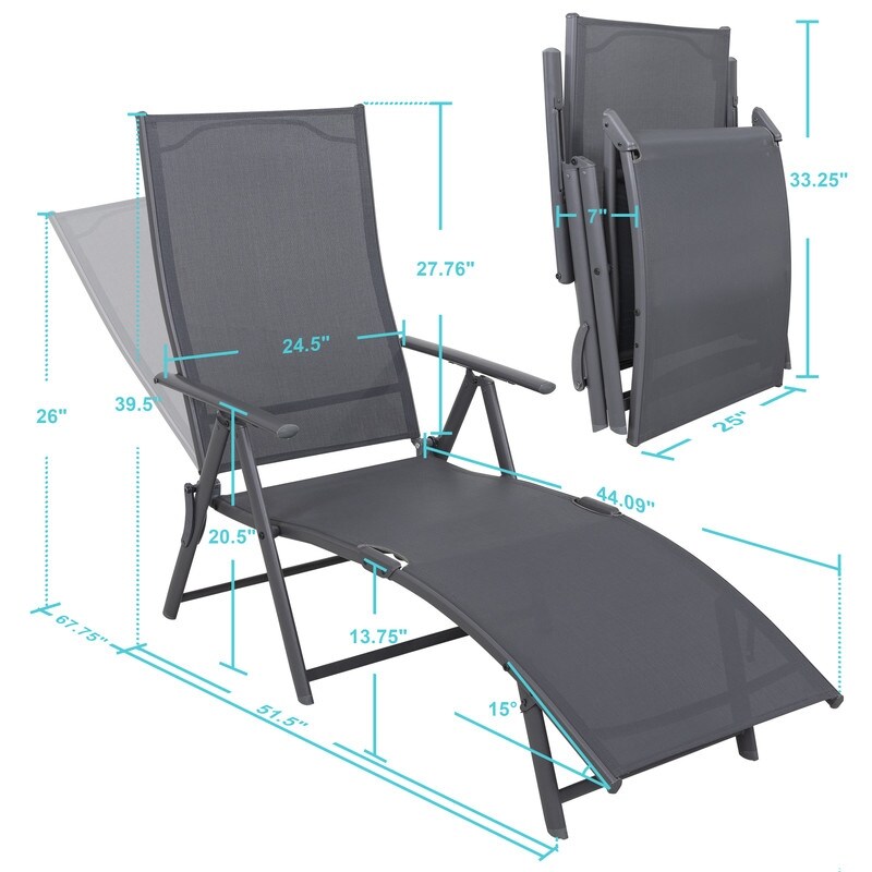 Nuu Garden Outdoor Textilene Lounge Chair in Cape Coral Mesh   67.5*24.5*26 inches