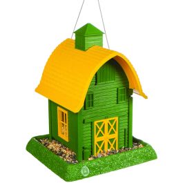 North States North States 9096 Hopper Bird Feeder， Barn， 5 Pound， Plastic， Green/Yellow， 13-1/4 in H， Hanging/Pole Mounting