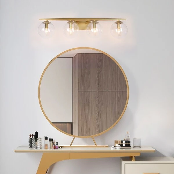 Modern Gold 4/ 3-light Bathroom Vanity Lights Glass Globe Wall Sconces