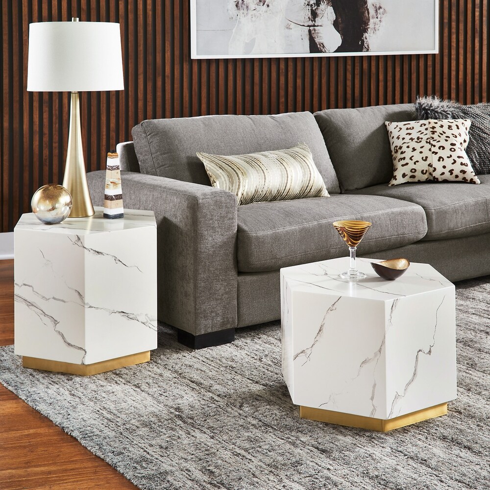 Darcy Faux Marble End Table by iNSPIRE Q Bold