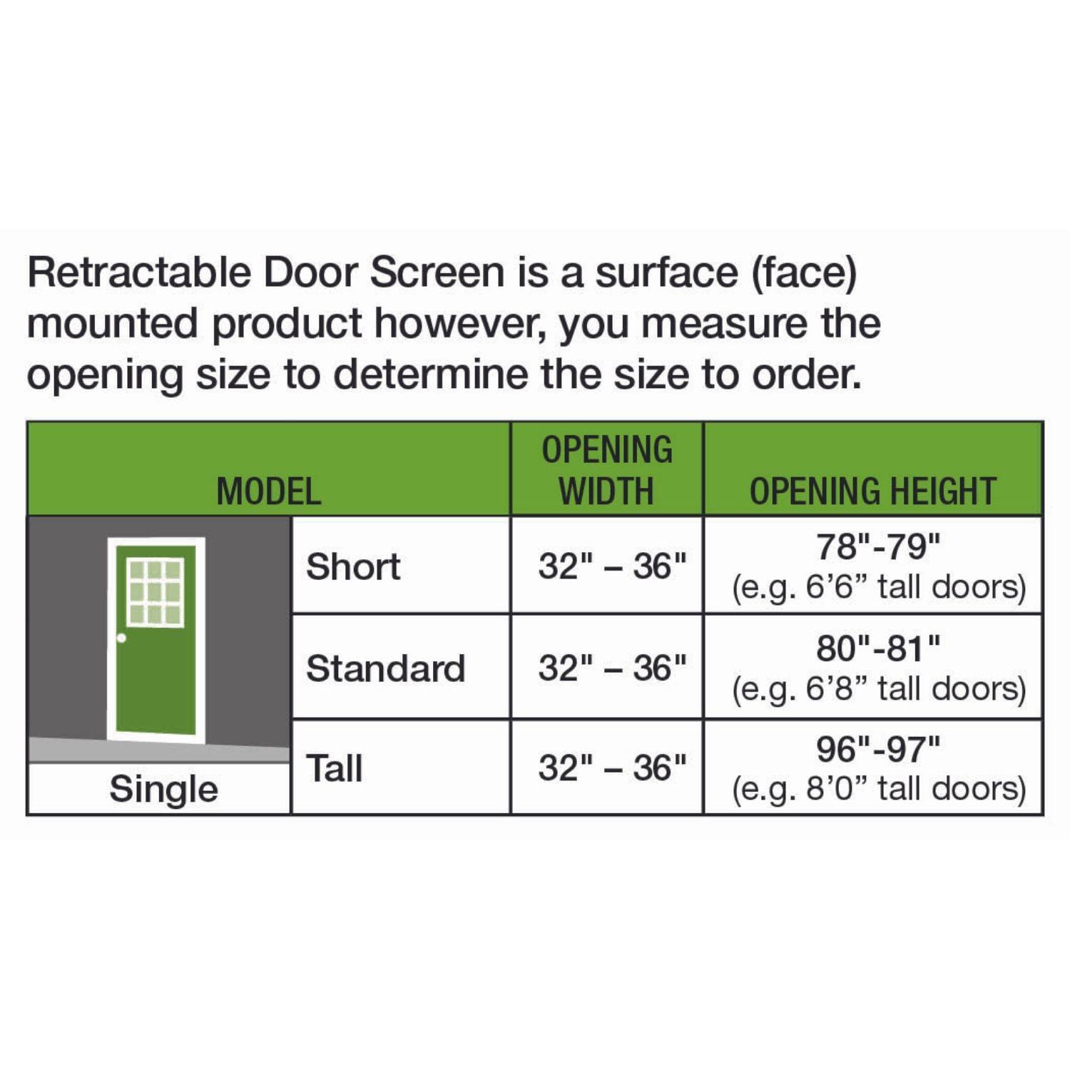 COOL Single Retractable Door Screen-White (for 96-in tall x 32-in to 36-in wide doors)