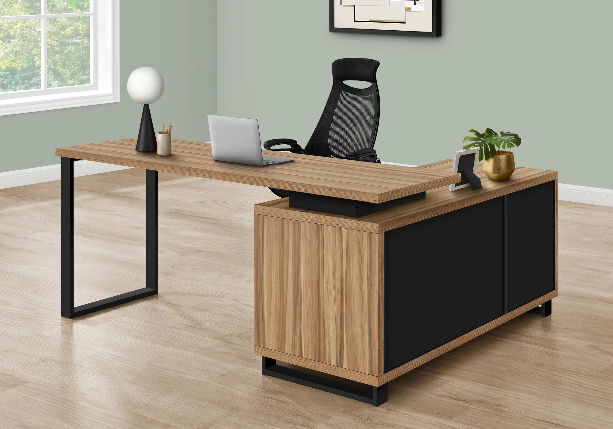 Monarch Light Brown 72 L Shaped Computer Desk