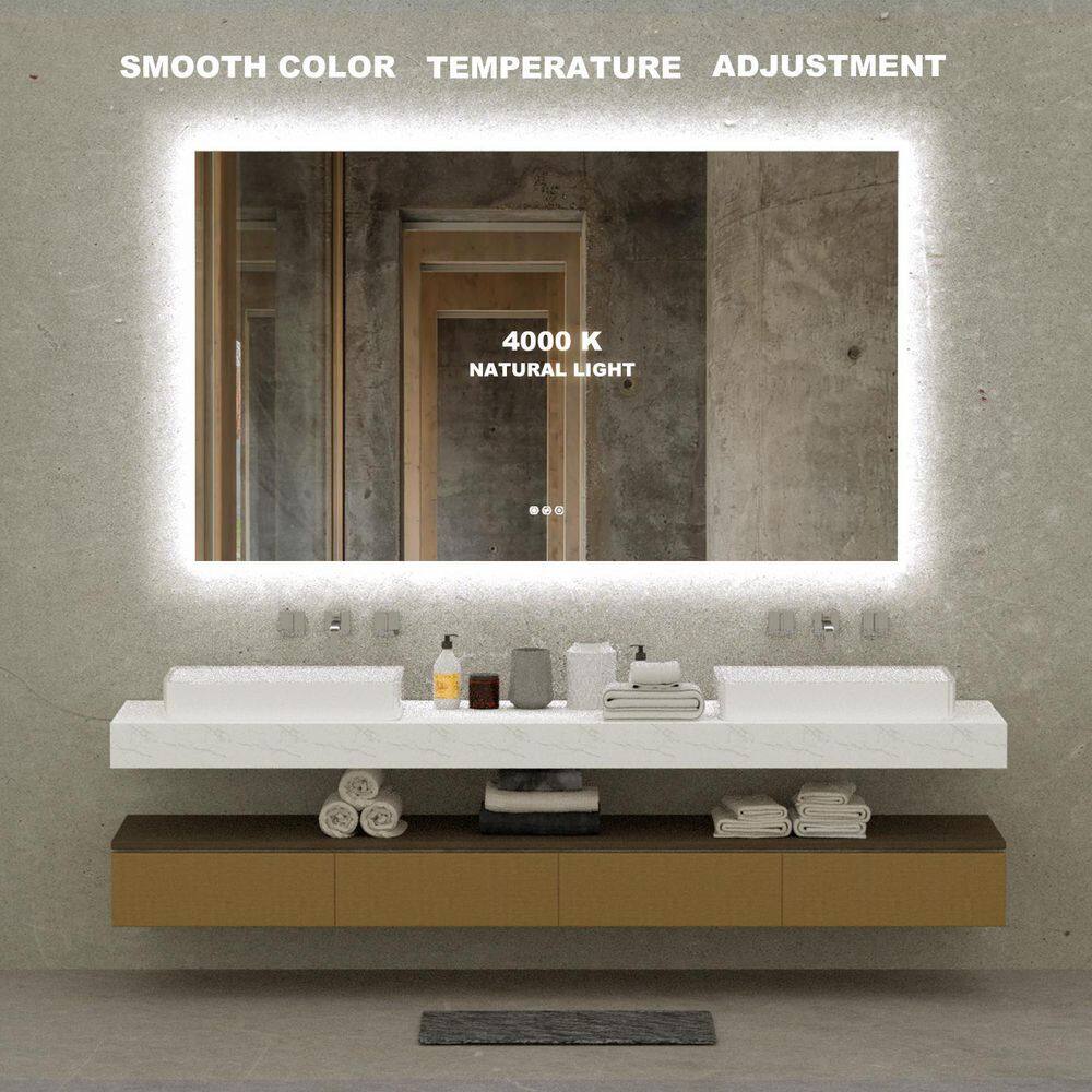 niveal 60 in. W x 36 in. H Rectangular Frameless LED Wall Bathroom Vanity Mirror LMO04-6036DF2