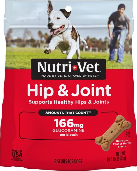 Nutri-Vet Hip and Joint Regular Strength Biscuits for Small and Medium Dogs Peanut Butter Flavor Treats