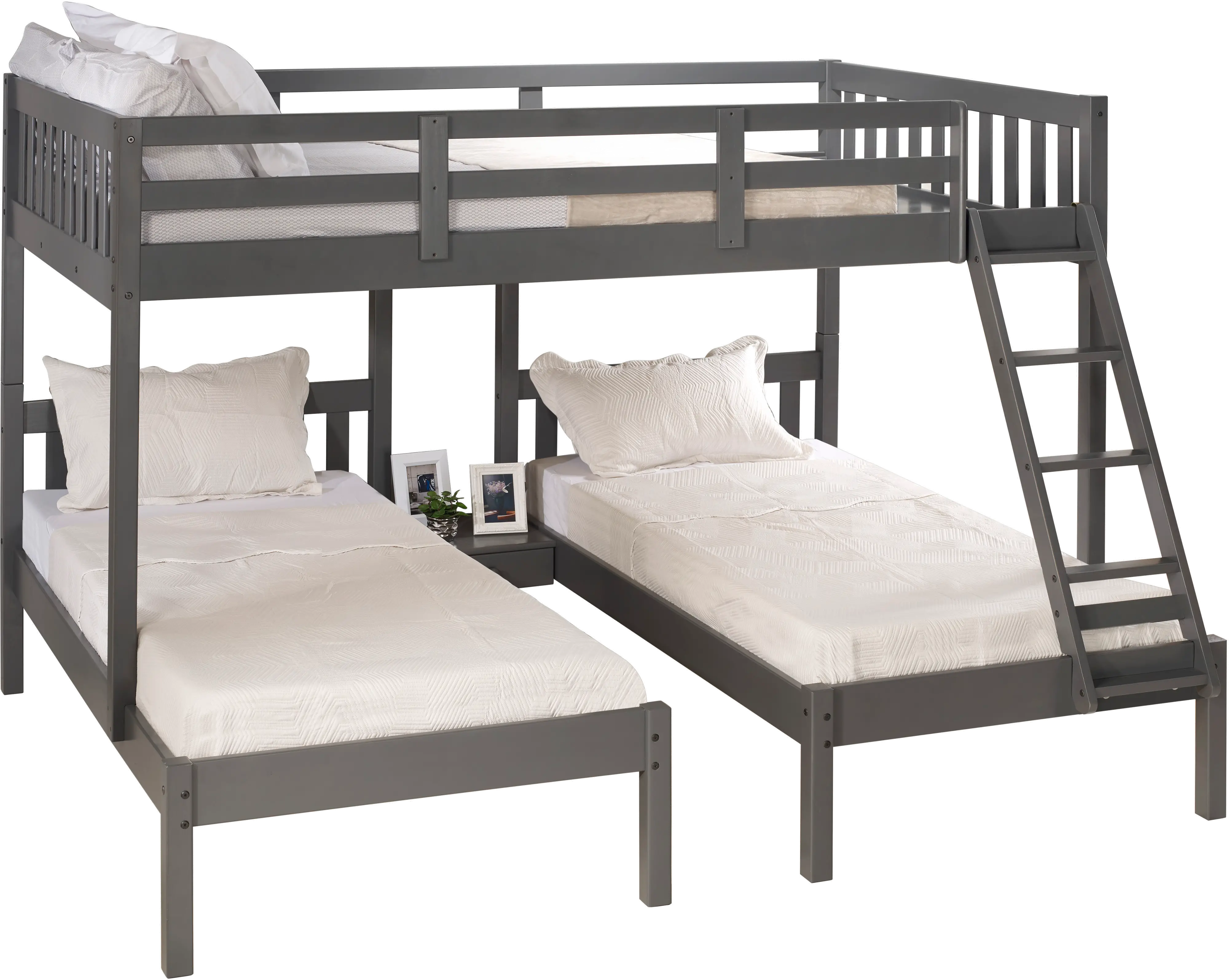 Gray Full over Double Twin Bunk Bed