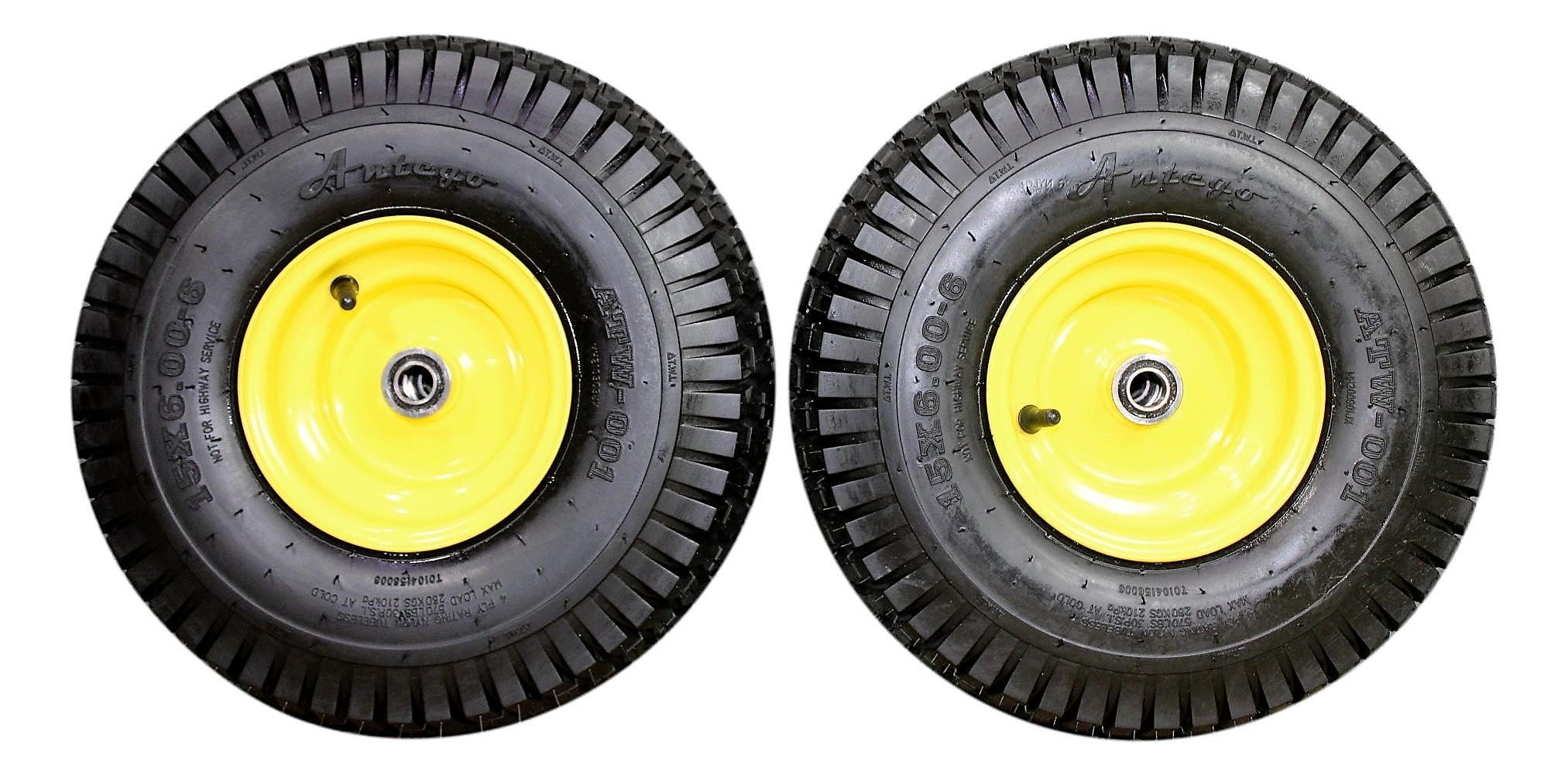 Antego Tire and Wheel 15x6.00-6 Tires and Wheels 4 Ply for Lawn and Garden Mower Turf Tires .75