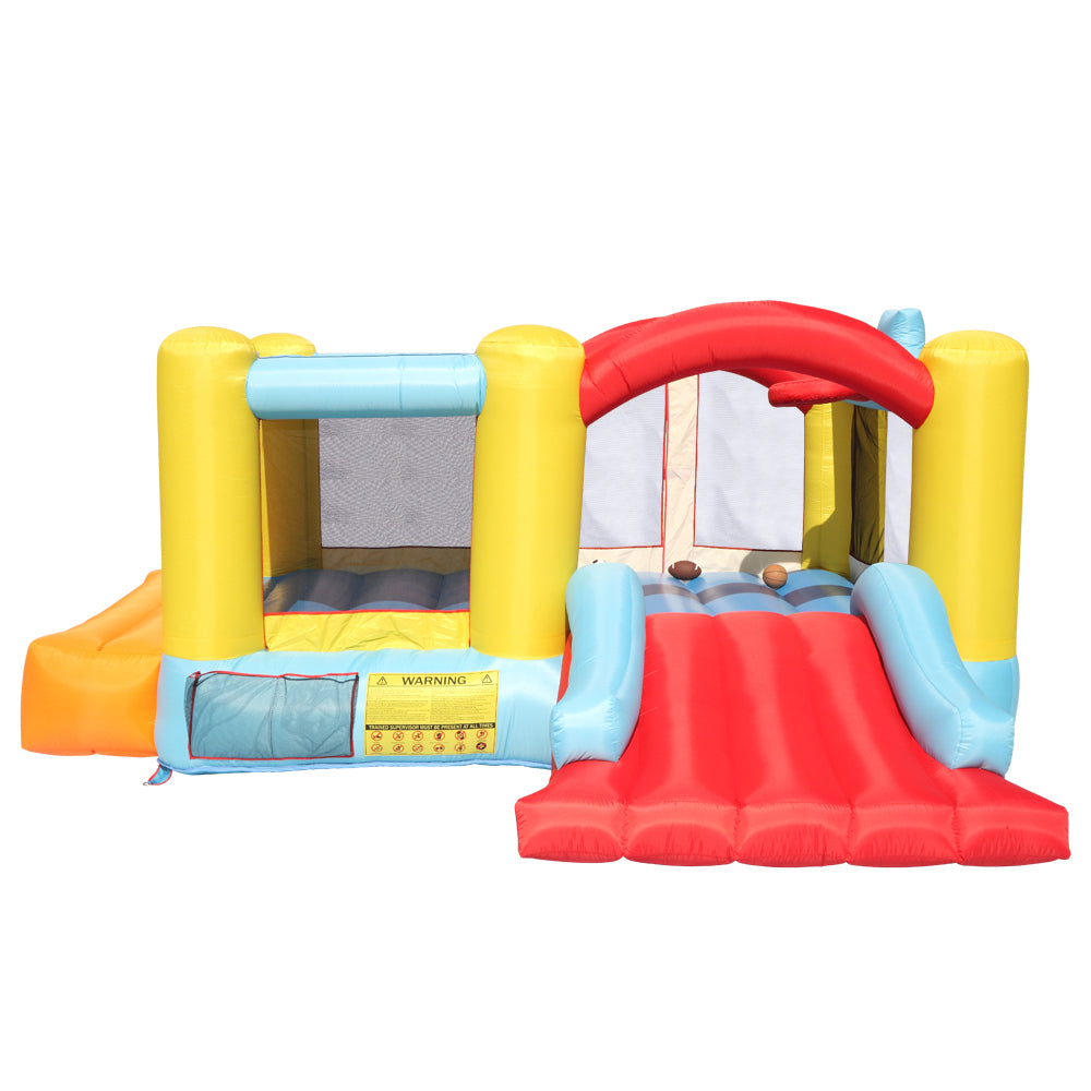 Children's inflatable bouncing house castle, 420D Oxford cloth PVC without fan Large trampoline + ball frame + rest table bouncy castle