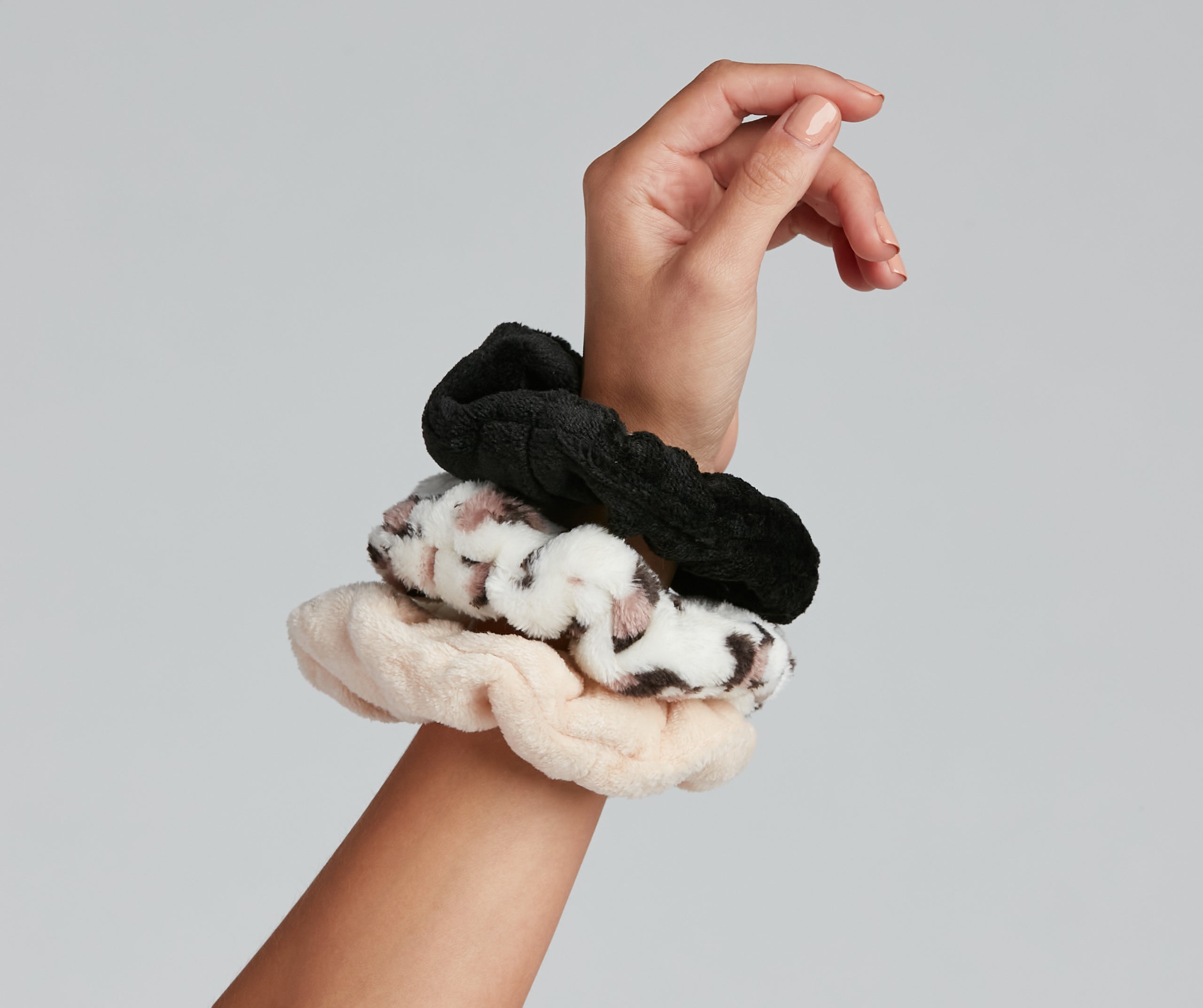 Fuzzy Three-Pack Micro Fiber Scrunchies