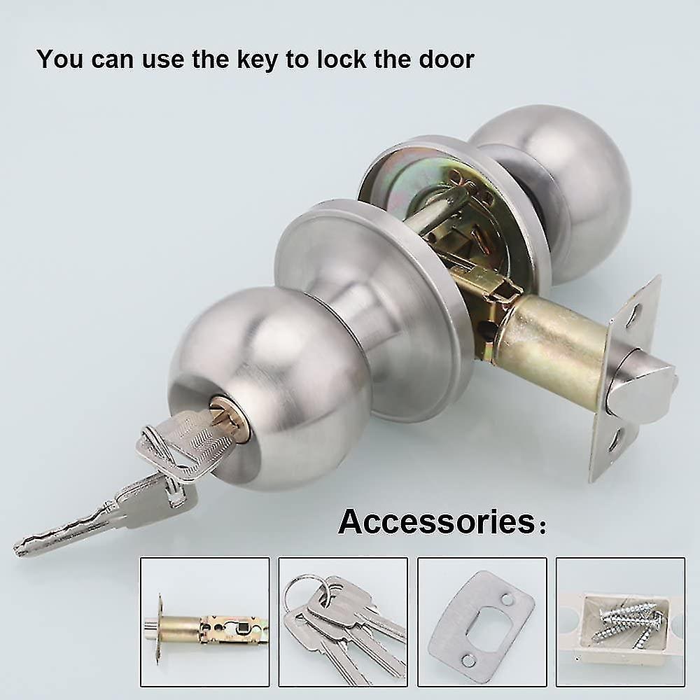 Door Handle， Round Knob Lock Door Lock， Key Lock， Latch Size 70mm