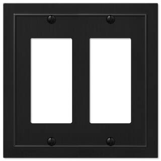 AMERELLE Bethany 2 Gang Rocker Metal Wall Plate - Black 57RRBK