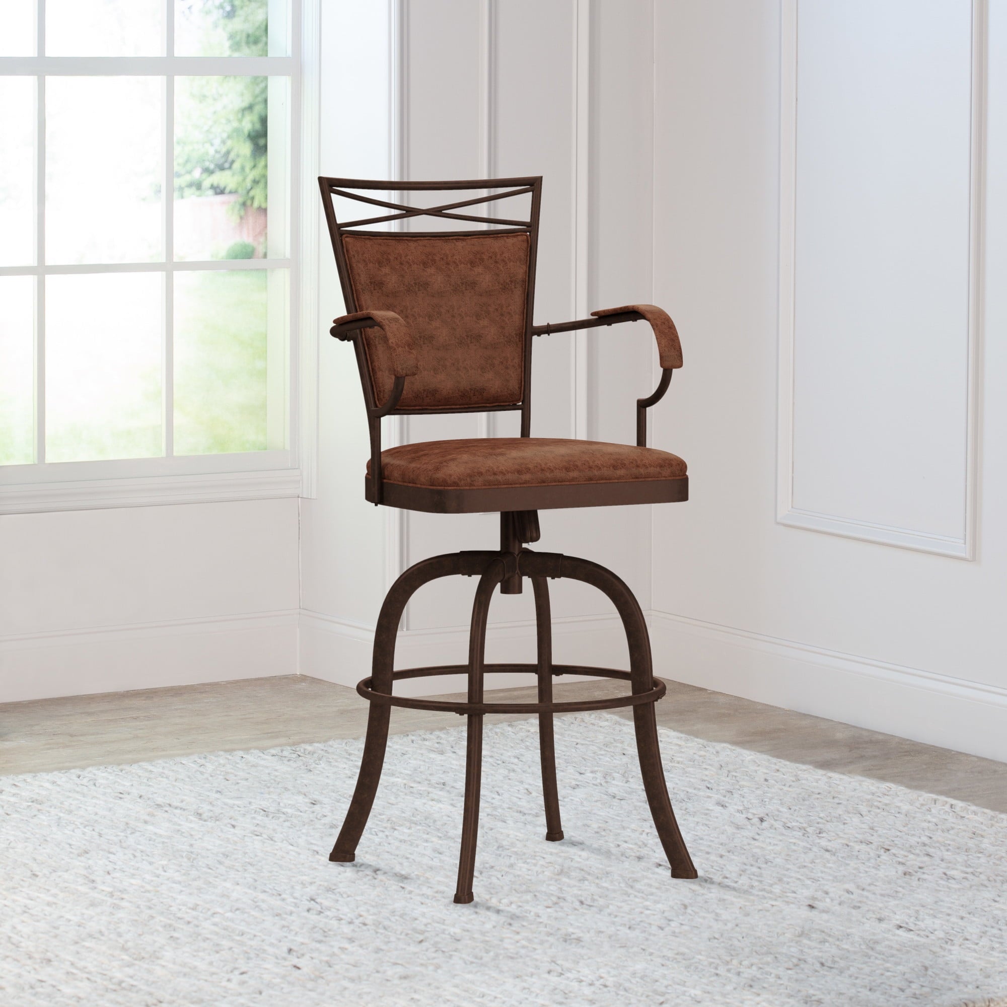 Bridgetown Bar Stool with Swivel， Aged Bronze