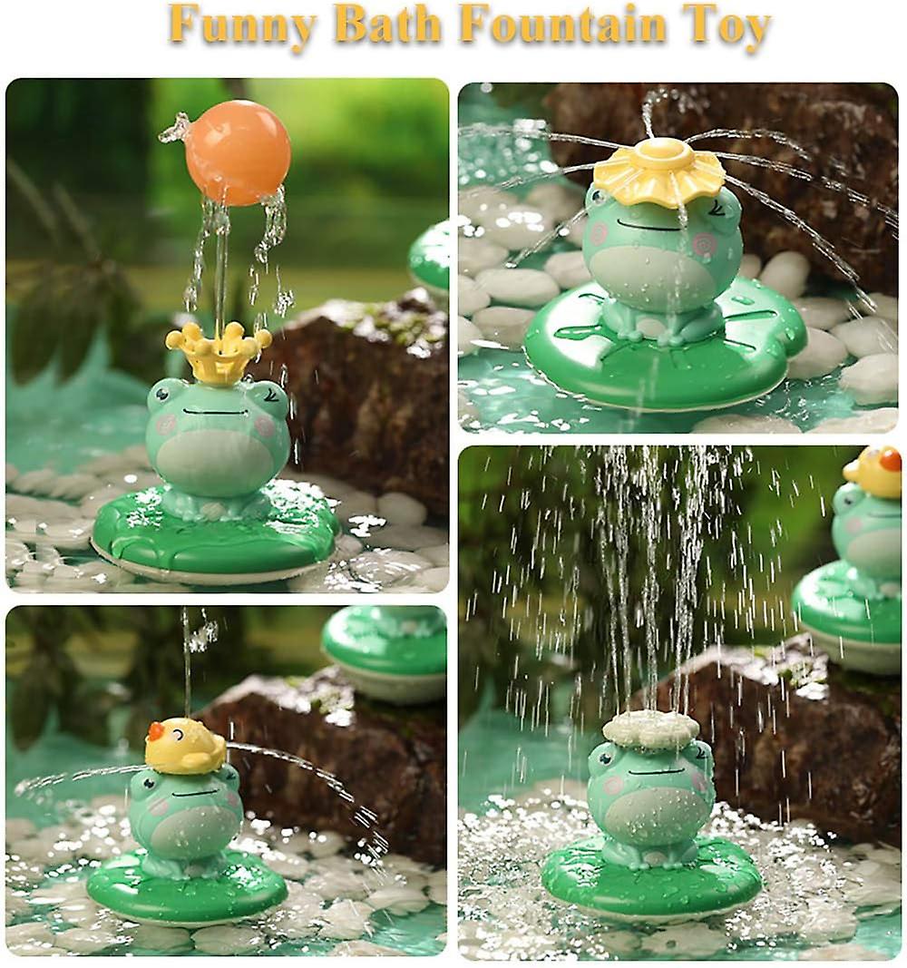 Bathtub Fountain Toy， Bath Toy Frog Electric Rotating Sprinkler Toy Water Spray Toy 2 Level Speed With 5 Little Accessries-bird， Four-leaf Clover， Sho