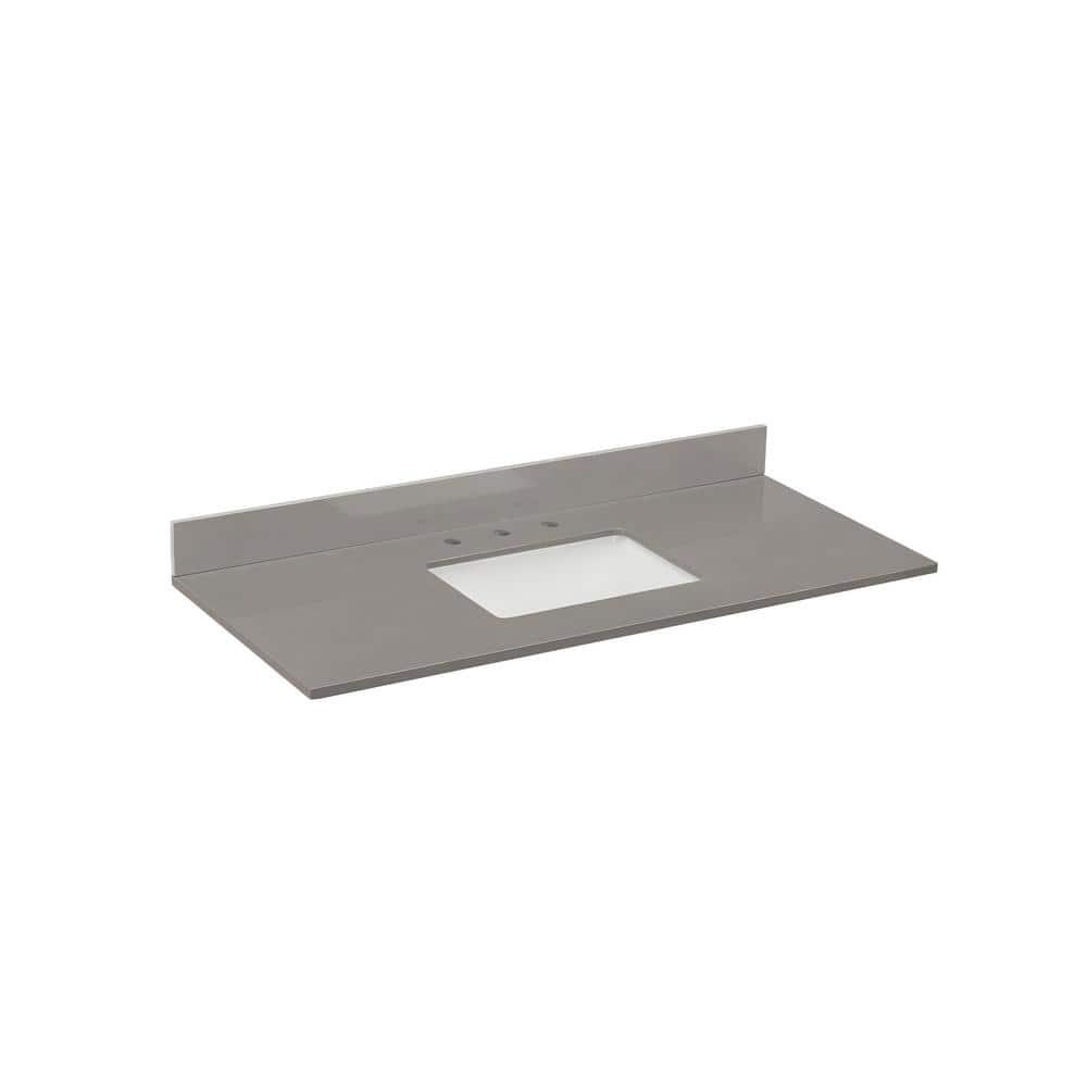 Altair Madrid 49 in W x 22 in D Composite Stone Vanity Top in Concrete Grey with White Rectangular Single sink