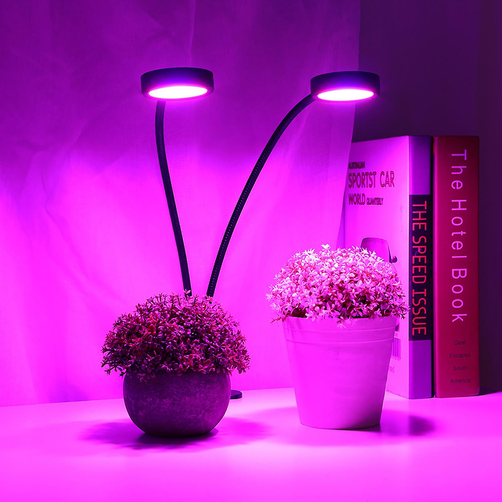 18w Double Head Led Plant Grow Clip On Light Lamp Usb Charging 5 Lighting Mode Timing Fx 009g 2