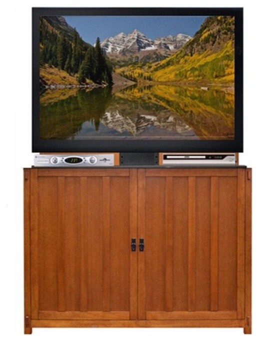 Elevate Anyroom Lift Cabinet For 42 quotFlat Screen Tv  Espresso   Craftsman   Entertainment Centers And Tv Stands   by Shop Chimney  Houzz