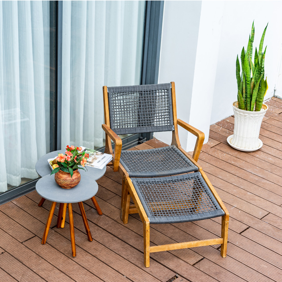 Twin Sevilla Rope Chair Set   Beach Style   Outdoor Lounge Chairs   by Made4Home  Houzz