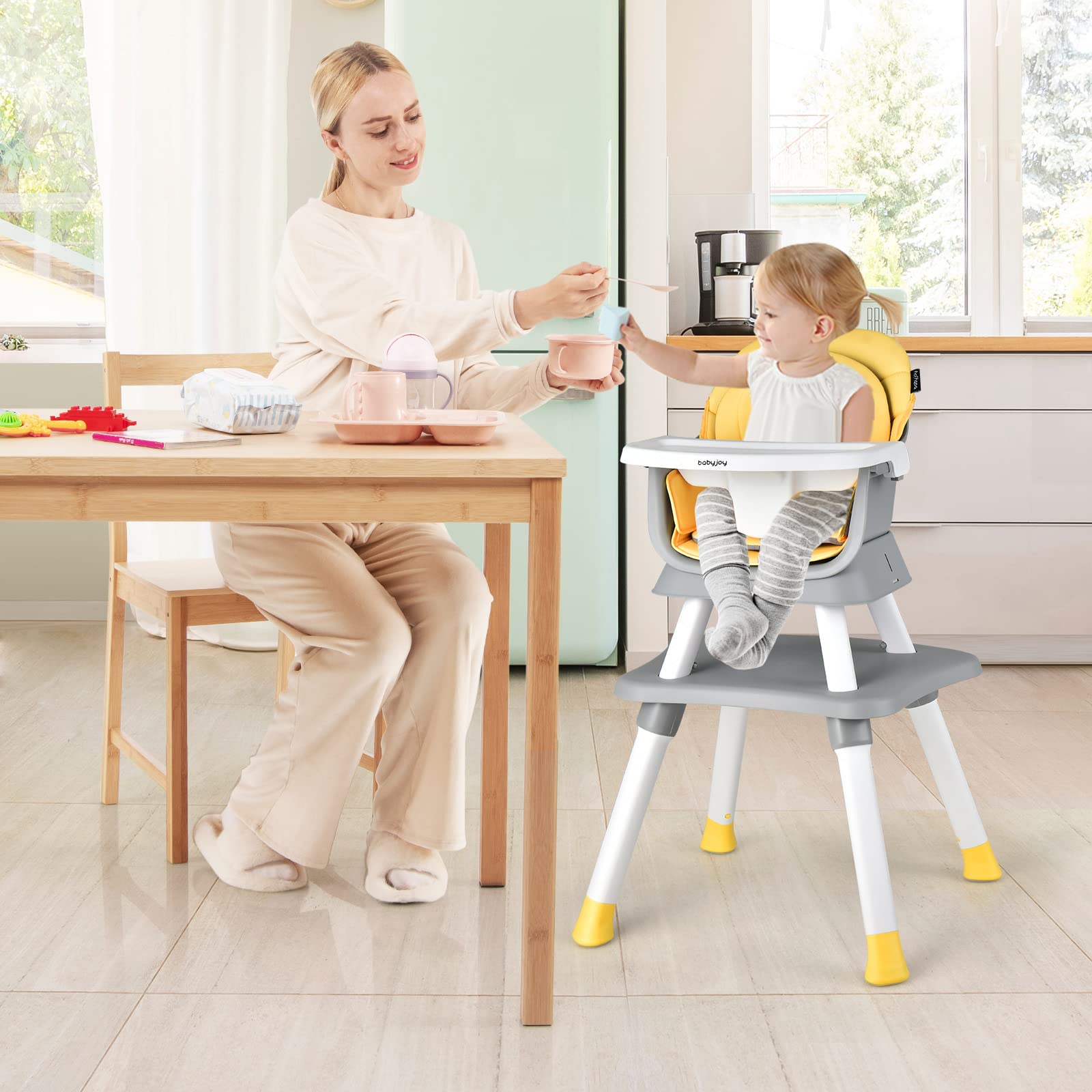 Costzon Baby High Chair, 8 in 1 Convertible Highchair for Babies & Toddlers