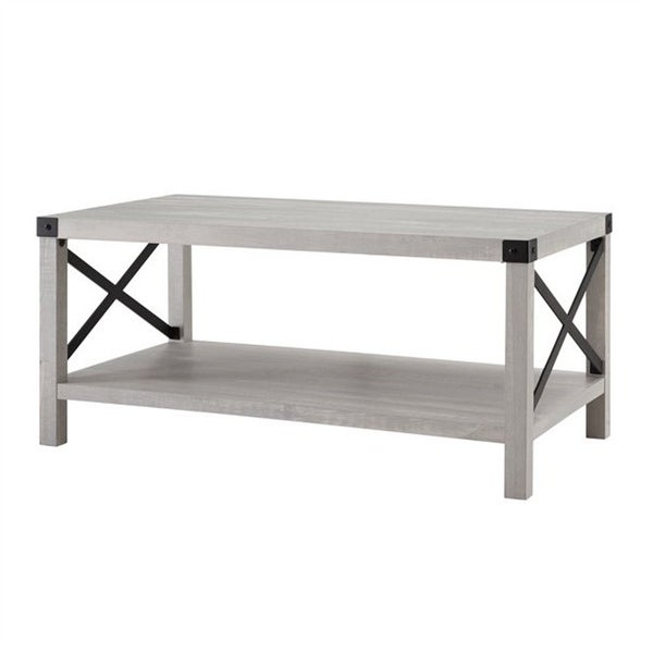 Coffee Table Metal Base X Grey Wash Coffee Table