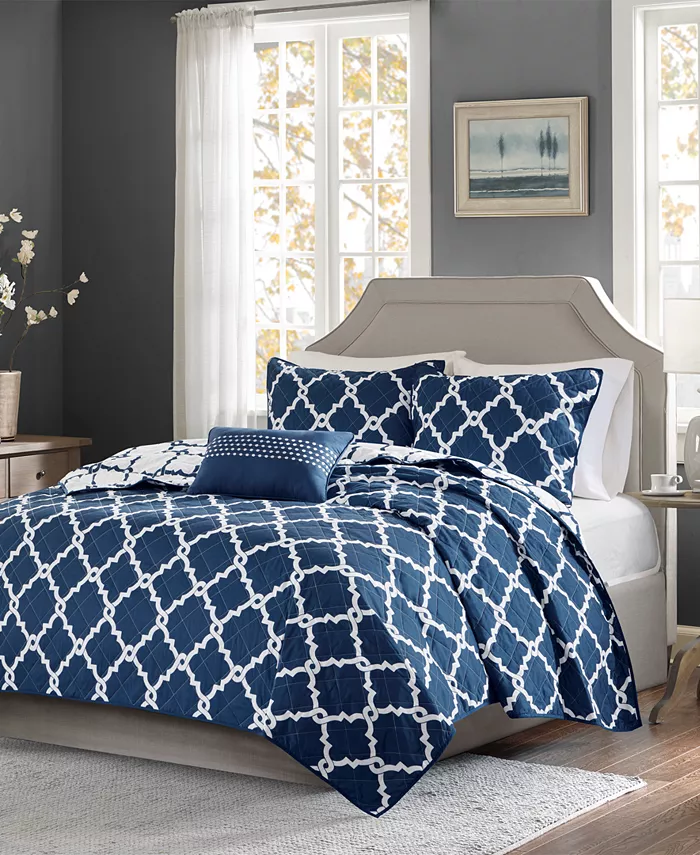 Madison Park Essentials Merritt Reversible 4-Pc. Quilt Set， Full Queen