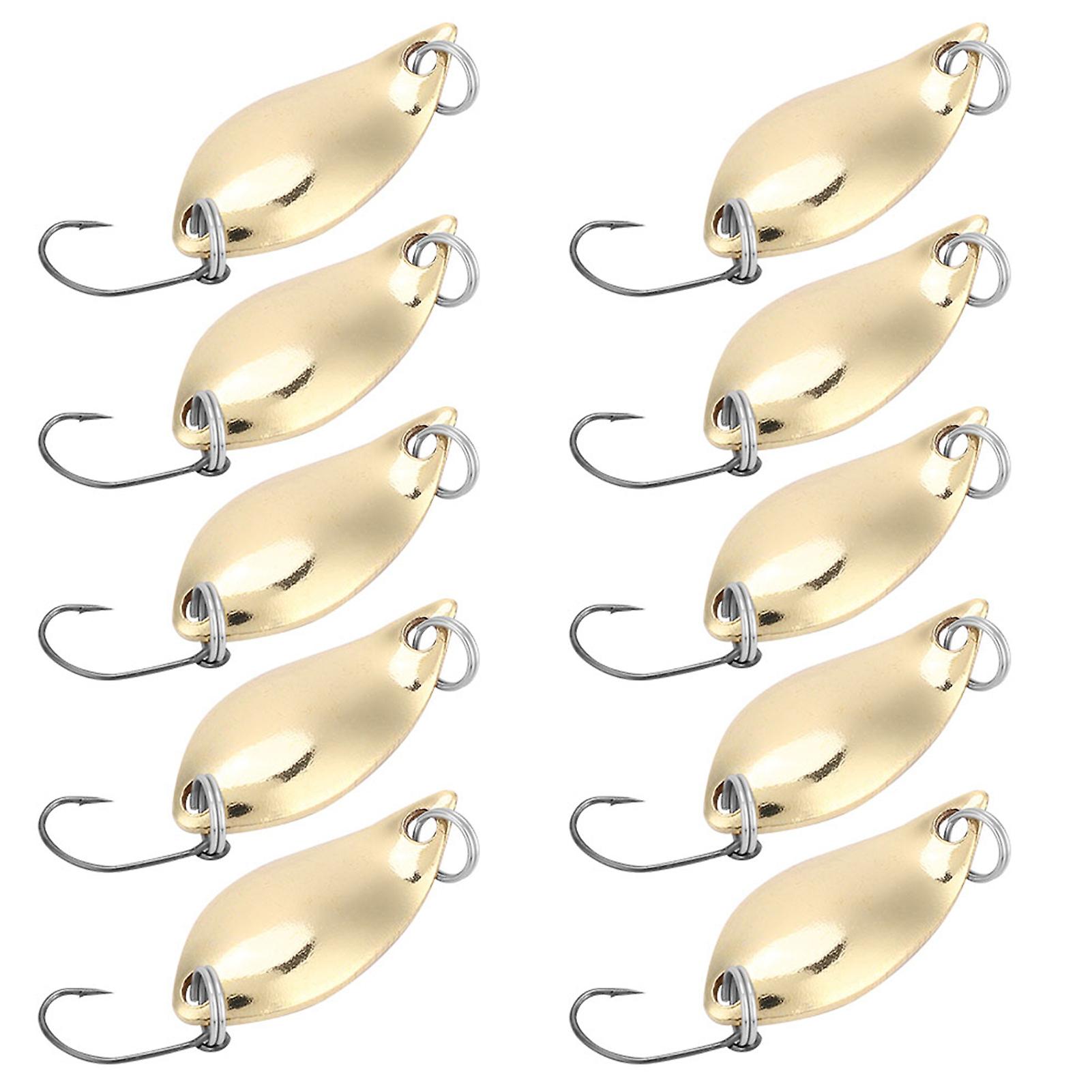 10pcs Lot Fishing Lures Wobbler Baits Spoon Style Artificial Metal Baits Hook (gold， 2.5g)