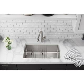 Elkay Avenue Drop-InUndermount Stainless Steel 33 in. Single Bowl Kitchen Sink with Bottom Grid and Drain VBTHD170