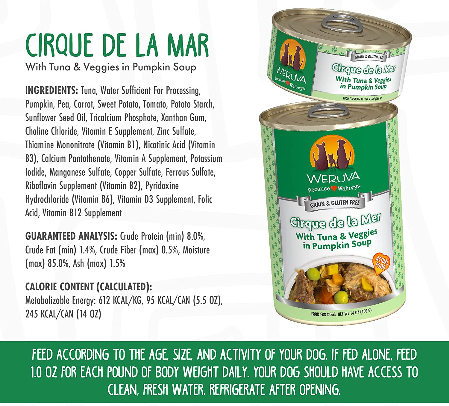 Weruva Cirque De La Mer with Tuna and Veggies in Pumpkin Soup Grain-Free Canned Dog Food 5.5 Ounce (Pack of 24)