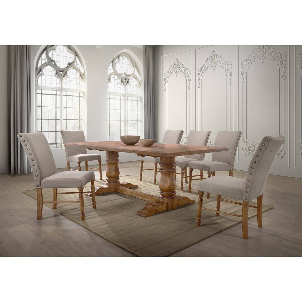 Best Master Furniture Ellen 88 in. L Rectangle Antique Natural Oak Wood Dining Table (Seats 8) ELLEANT