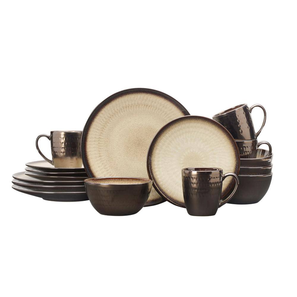 Gourmet Basics by Mikasa Anastasia 16-Piece Modern Cream Stoneware Dinnerware Set (Set for 4) 5239014