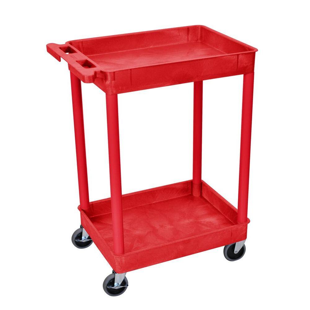 H Wilson 18 in. x 24 in. 3-Tub Shelf Utility Cart Red RDSTC111RD