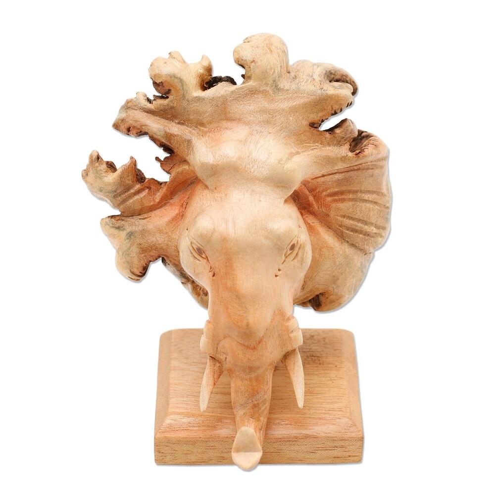 Novica Handmade Emerging Elephant Wood Sculpture   4.7\