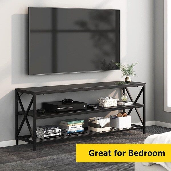 TV Stand for TV up to 65 Inch， Industrial Entertainment Center Stand for Living Room Bedroom， Sturdy Wood TV Console Table