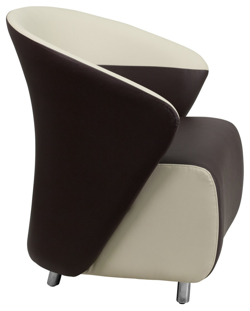 Dark Brown Leather Lounge Chair With Beige Detailing   Contemporary   Armchairs And Accent Chairs   by BisonOffice  Houzz