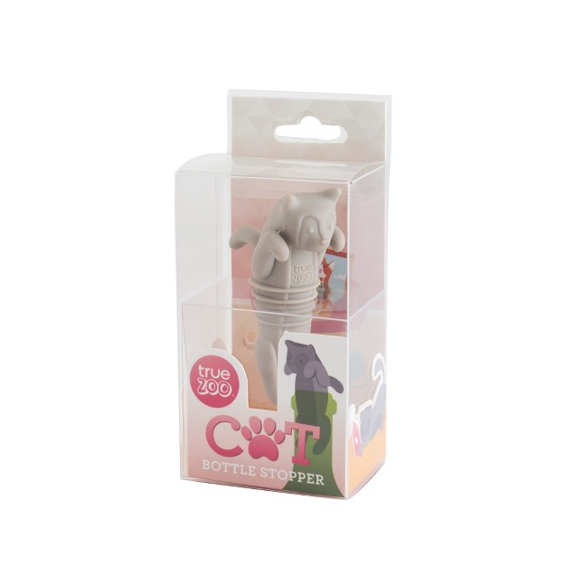 True Zoo Cat Bottle Stopper Cat Animal Cork Novelty Wine Stopper Silicone Set Of 1 Grey