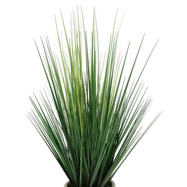 Faux PVC Grass in Gold Foil Ceramic Vase