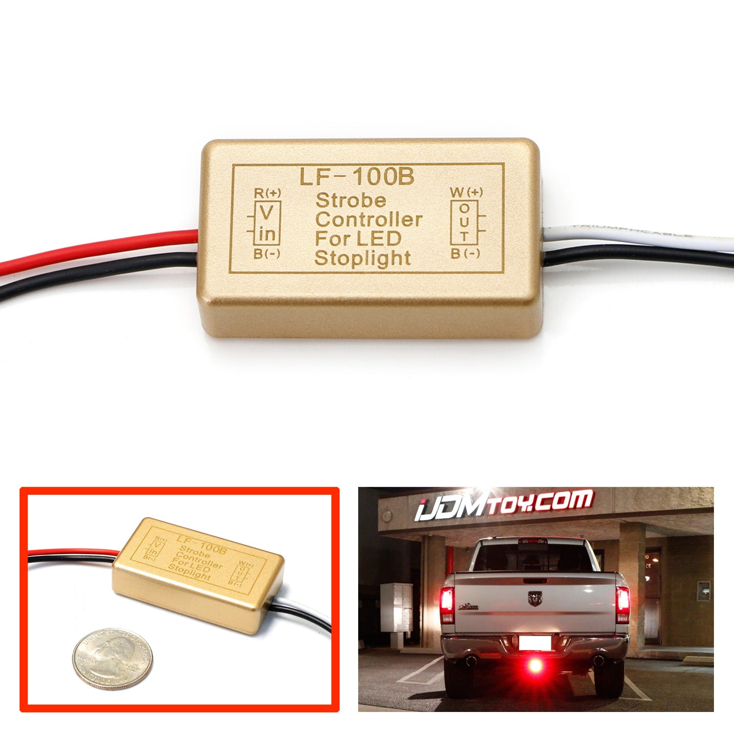 iJDMTOY (1) 12V LF-100B LED Brake Stop Light Continuously Pulsing Strobe Flash Module Controller Box Compatible With Car Motorcycle， etc