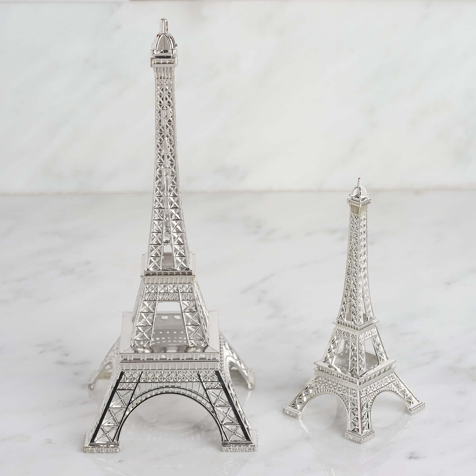 Silver Metal Eiffel Tower Table Centerpiece, Decorative Cake Topper - 10