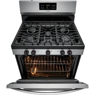 Frigidaire 30 in. 5 Burner Freestanding Gas Range in Stainless Steel with Self-Cleaning Oven FFGF3054TS